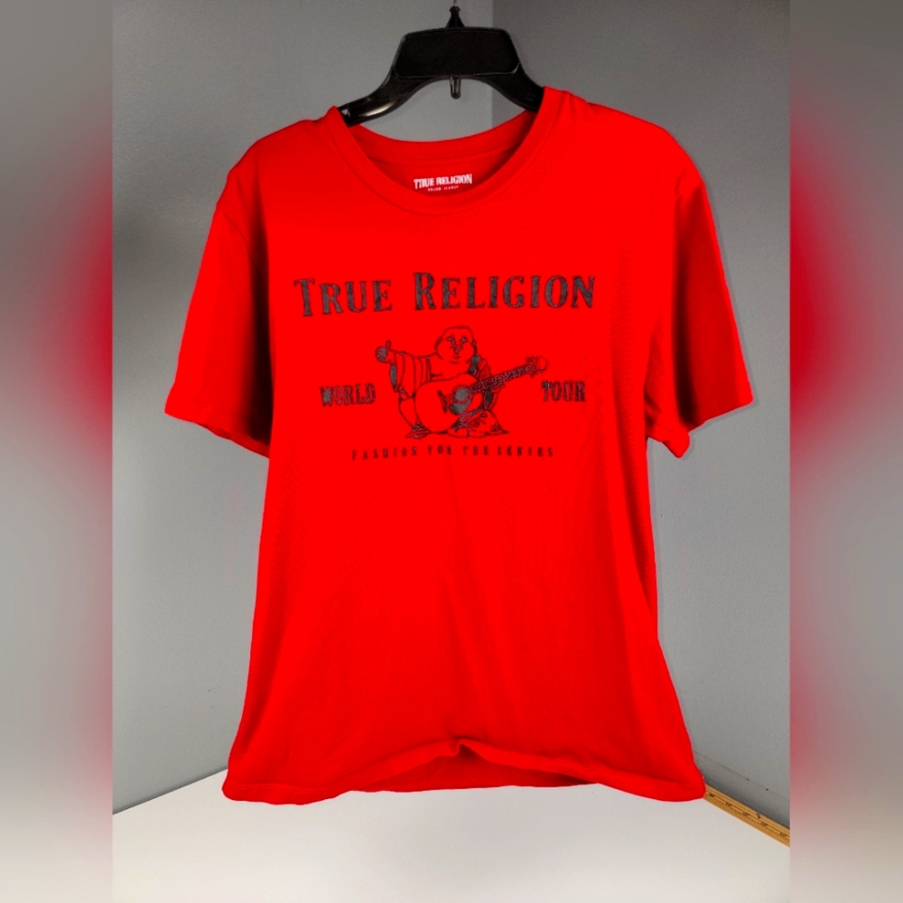 True Religion Red Graphic T-Shirt sz Large no stains